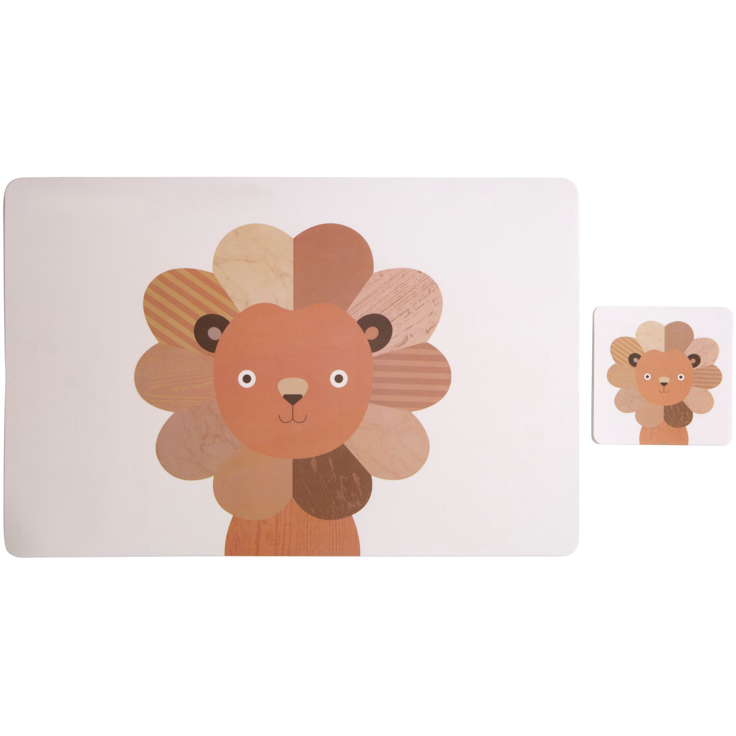 Effy Set Of 2 Lion Placemat And Coaster - Multicolour