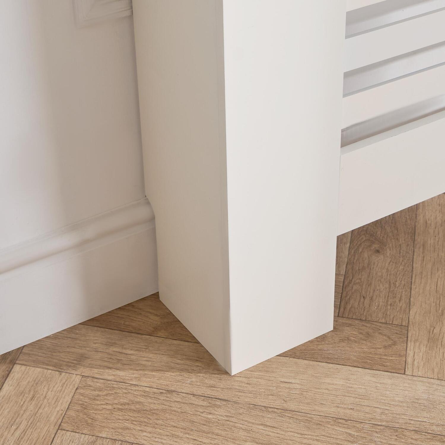 Ohs Wooden Radiator Cover With Oak Look Top - Cream / 109Cm / 15Cm
