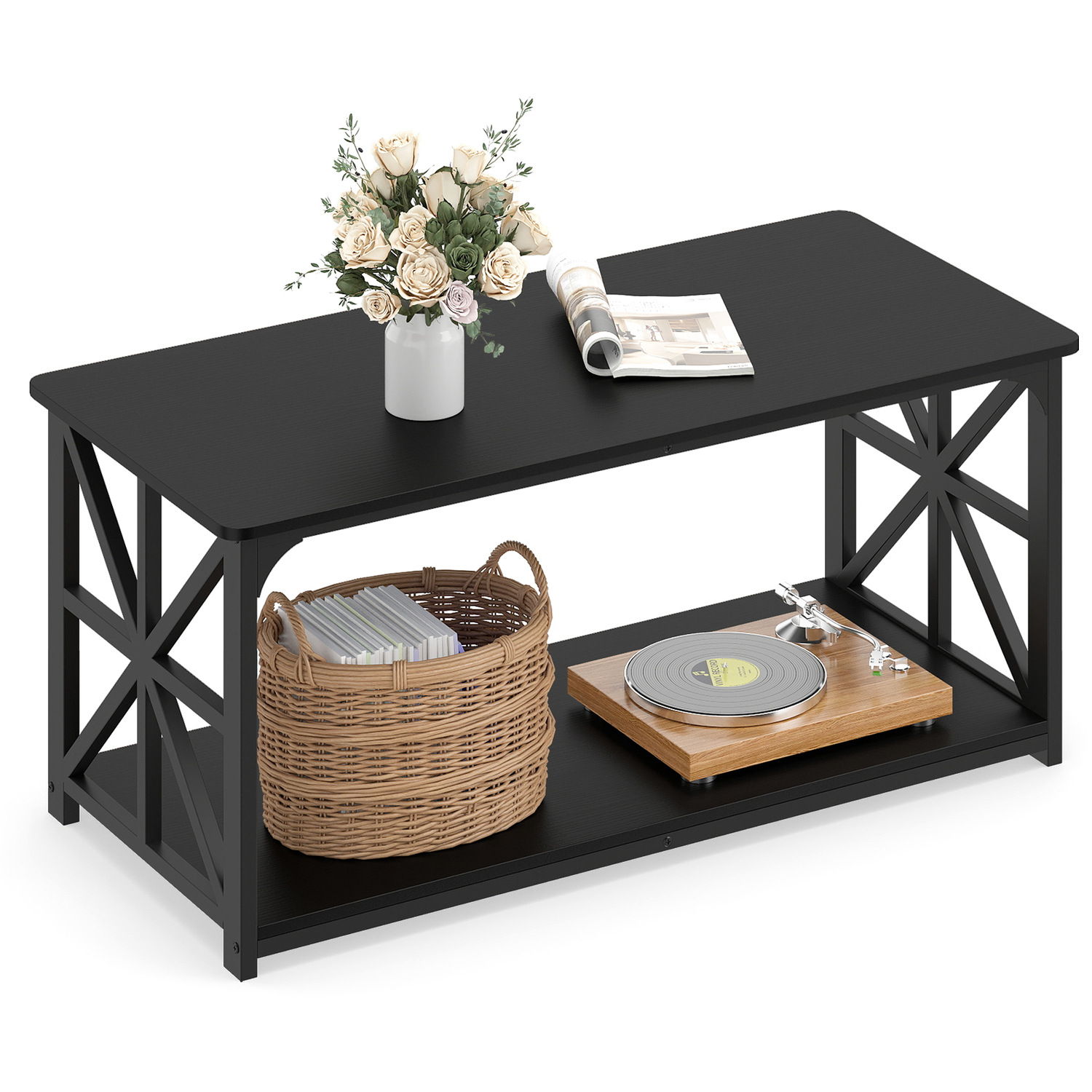 Costway Industrial Farmhouse Accent Table - Black