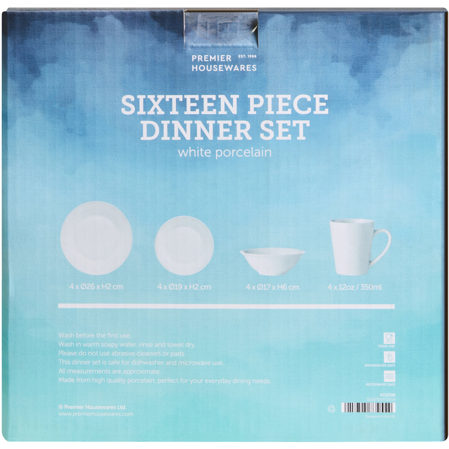 Elmira 16 Piece White Porcelain Dinner Set - White