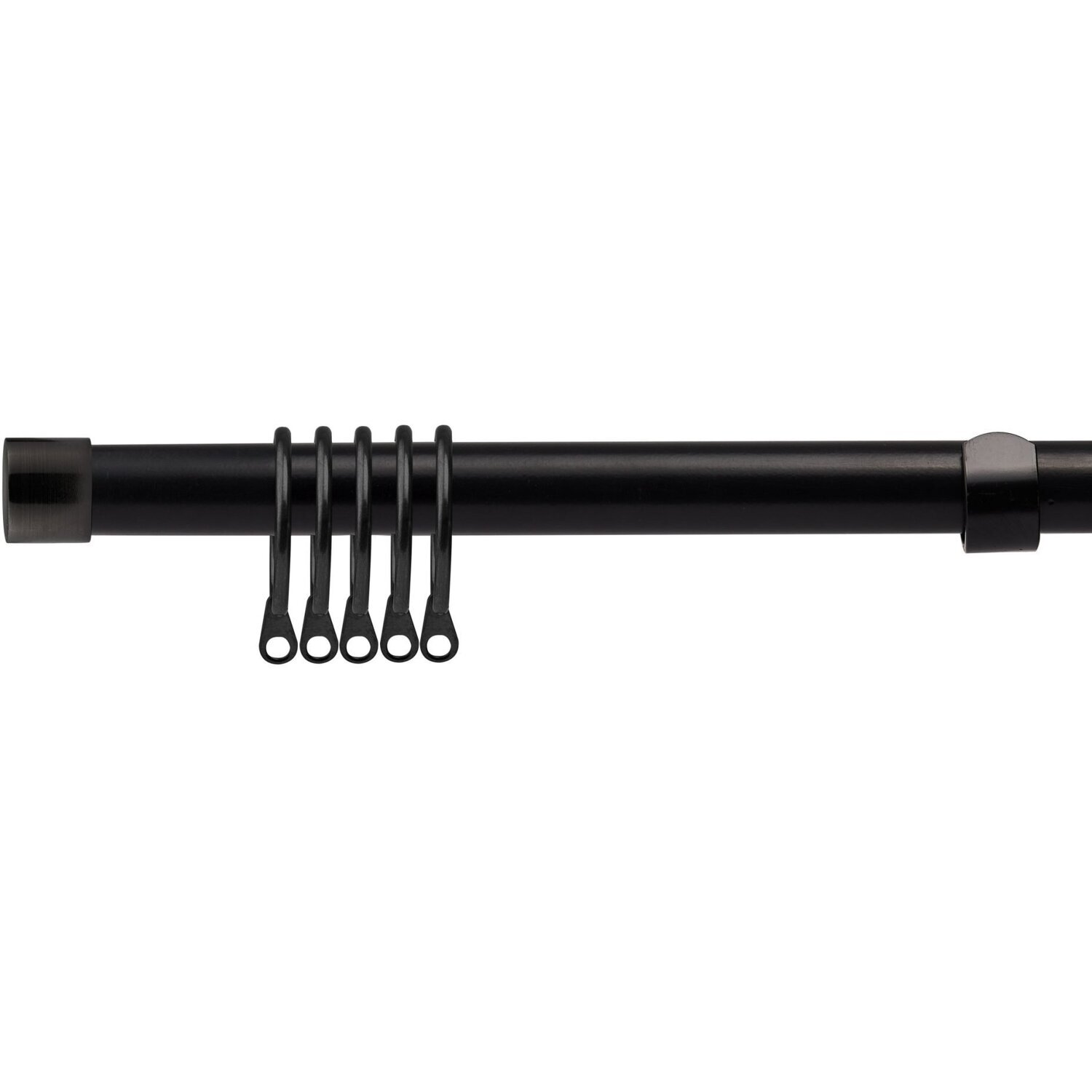 16-19mm Fenton Extendable Durable Metal Curtain Pole Set - Black / 120cm