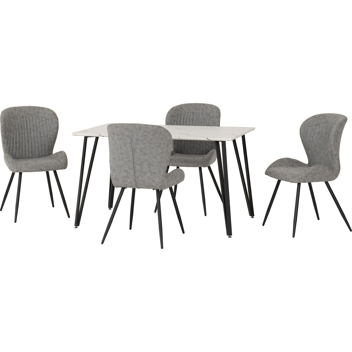 Marlow And Quebec Dining Set - White Mable Effect - White Mable Effect - Greypu