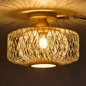 Modern E27 Bamboo Woven Ceiling Light