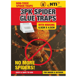 Spider Glue Traps Indoor Outdoor Non Toxic Housing White 6.5cm x 4.5cm Pack 3