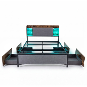 Double Size Bed Frame with LED Lights