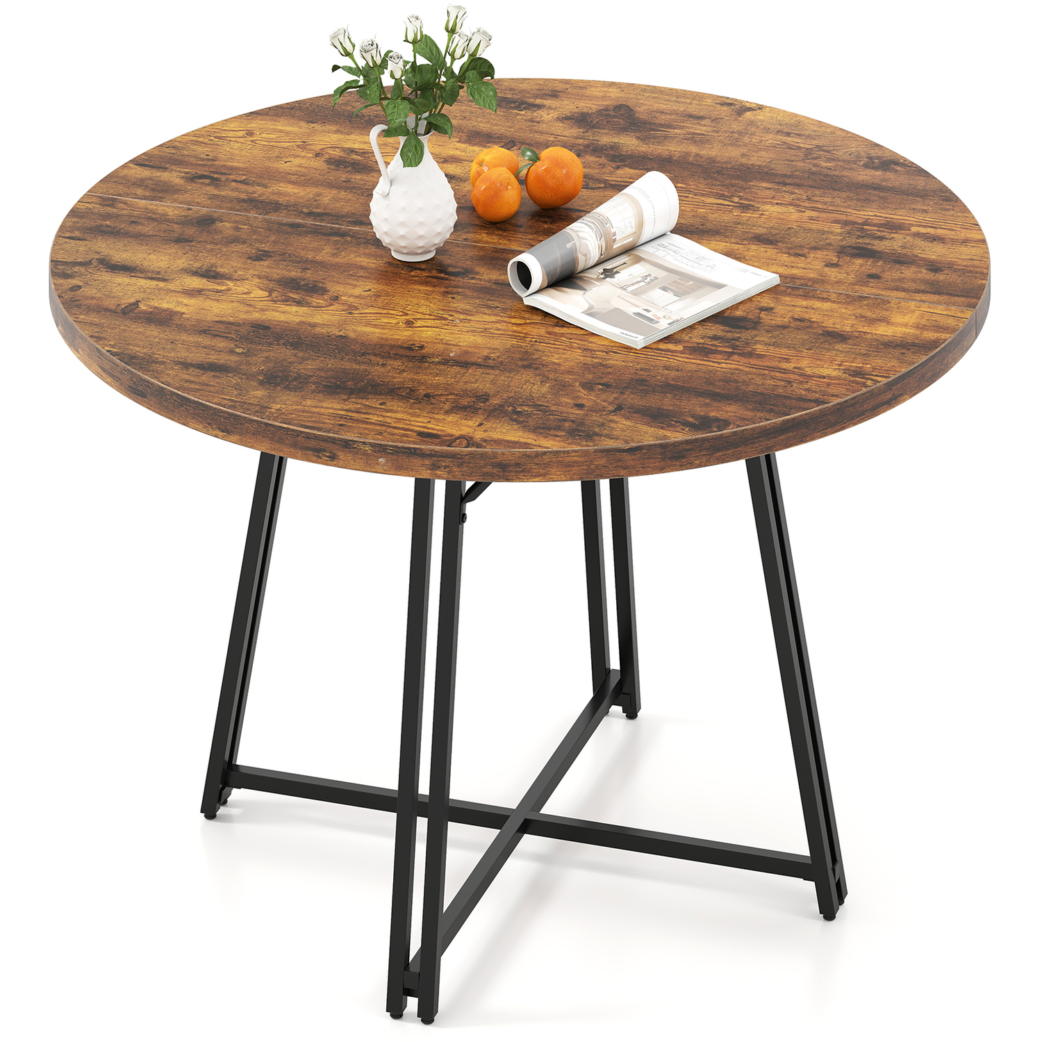 Round Kitchen Table Dining Table - Brown