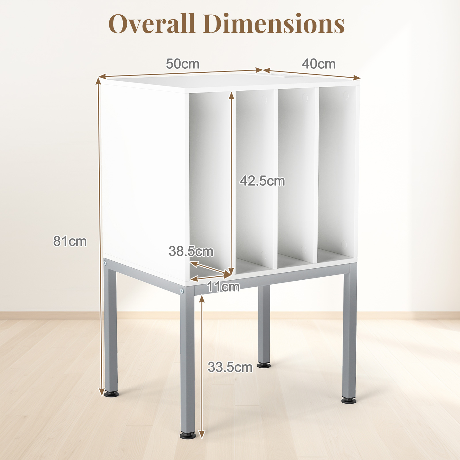 Bedside Table Record Storage Table - White