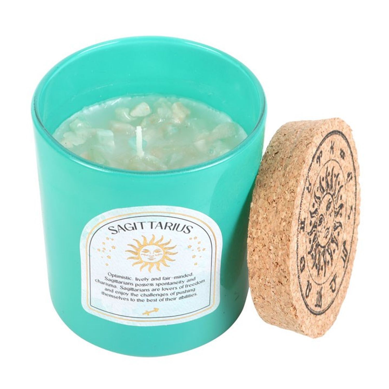 Something Different Unisex Mid Blue Sagittarius Ylang Ylang & Amber Turquoise Chips Scented Candle In - Image 2