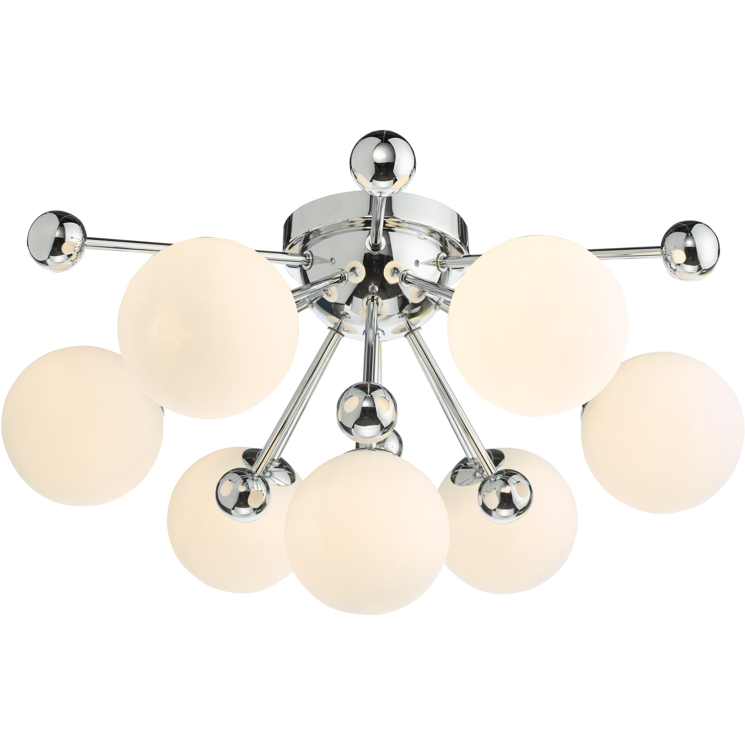 Ursa 7 Light Flush Polished Chrome and Opal Glass