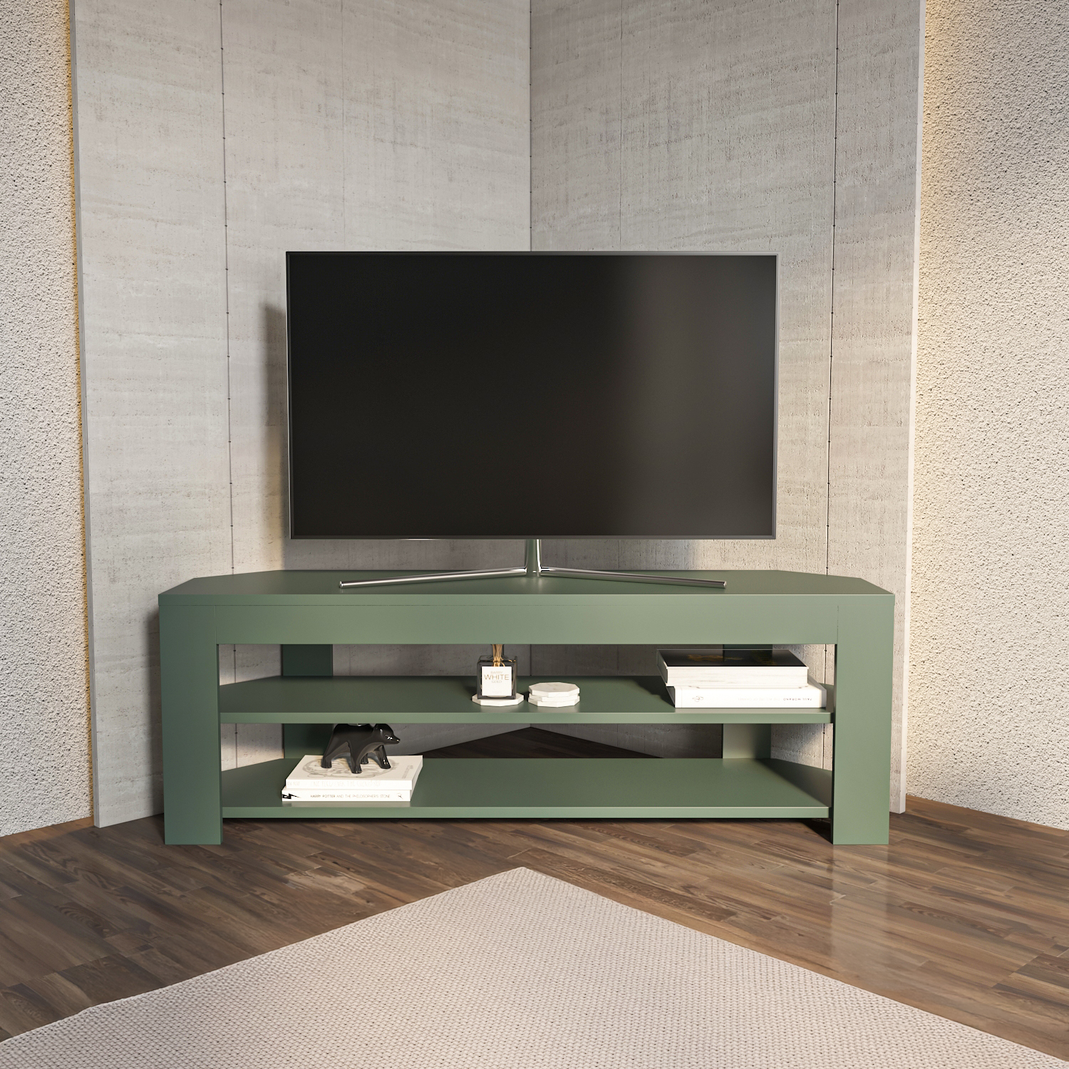 Decorotika - Rita TV Stand - 2 Shelf - Corner Unit - Silva - Image 3