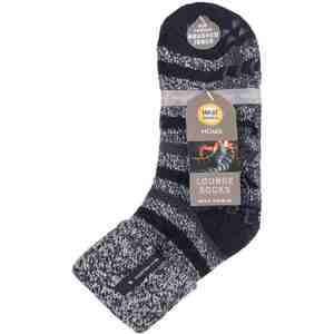 Mens Turnover Thermal Fleece Lined Bed Socks with Non Slip Grips