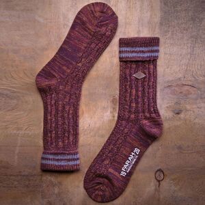 2 Pack Mens Cable Knit Cotton Boot Dress Socks with Turn Over Top