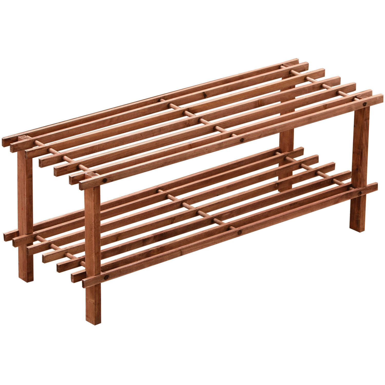 Orsina Arla Dark Cedar Wood 2 Tier Shoe Rack - Natural