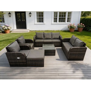 Rattan Lounge Sofa Set Reclining Chairs Stool