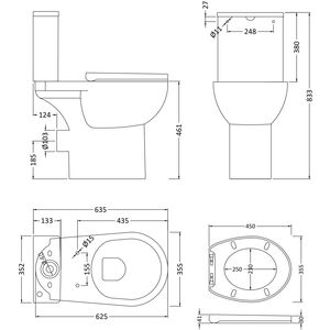 Rimless Comfort Pan,Cistern and S-C Seat