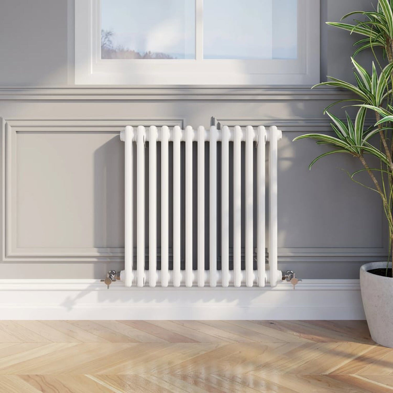 Temprazo Traditional Colosseum Double Bar Column Radiator White 300 X 605Mm - White / 605Mm / 600Mm / 70Mm