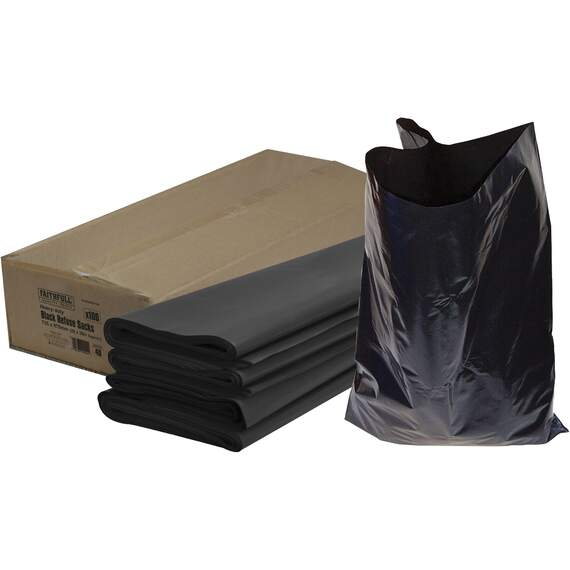 Faithfull heavy-duty black refuse sacks, 96 l, roll of 10