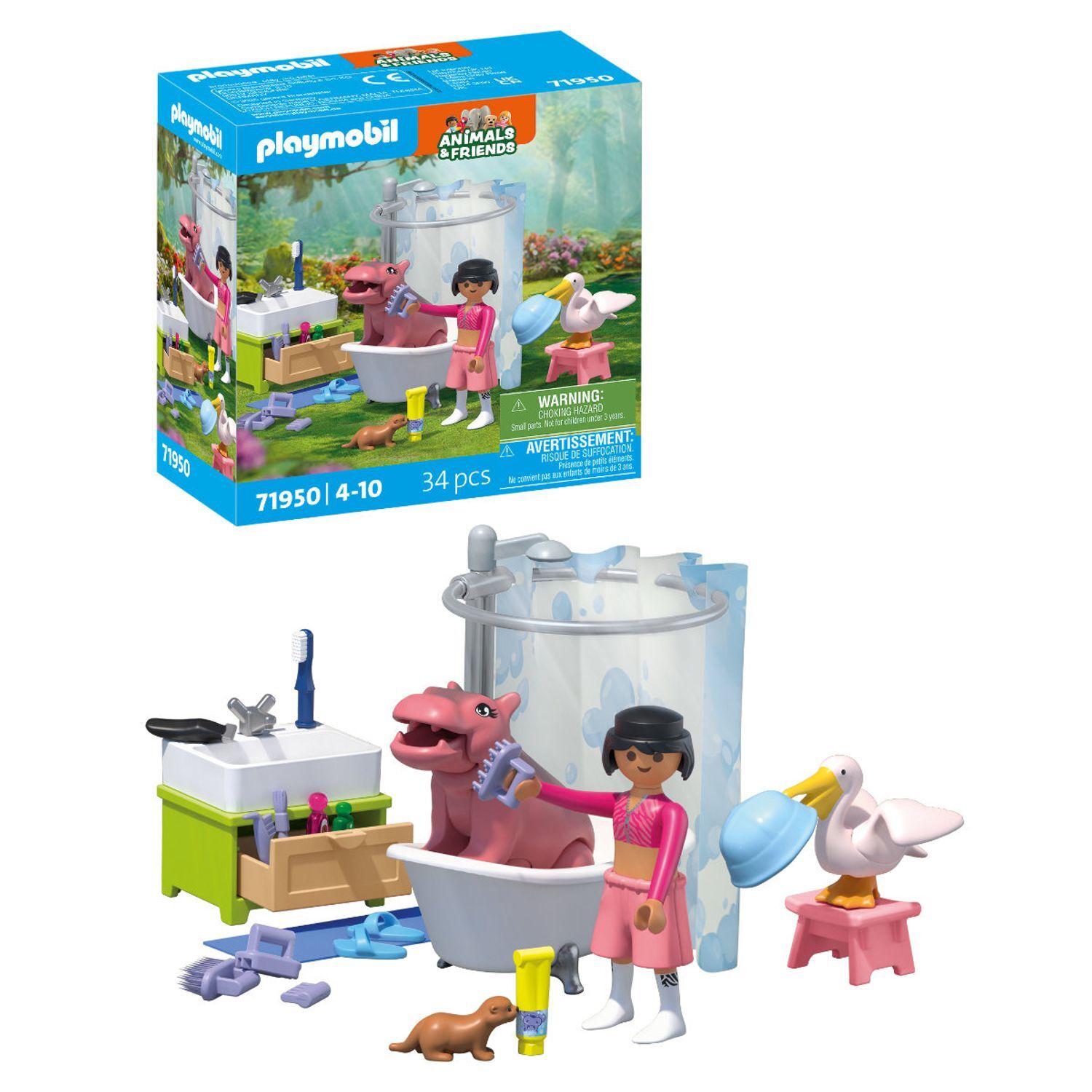 Animal bathing fun - Blue