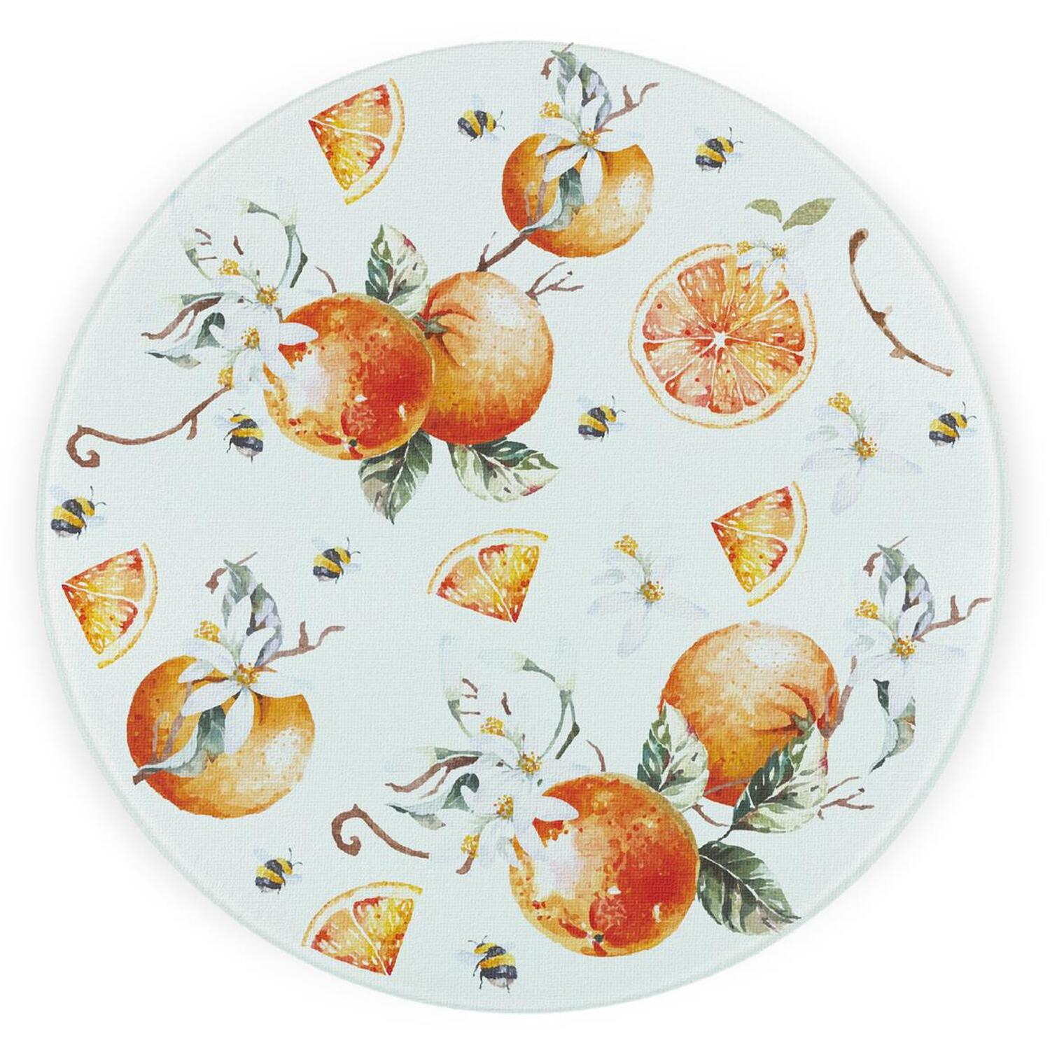 Image of Tangerines Textured Glass Round Trivet -&hellip;