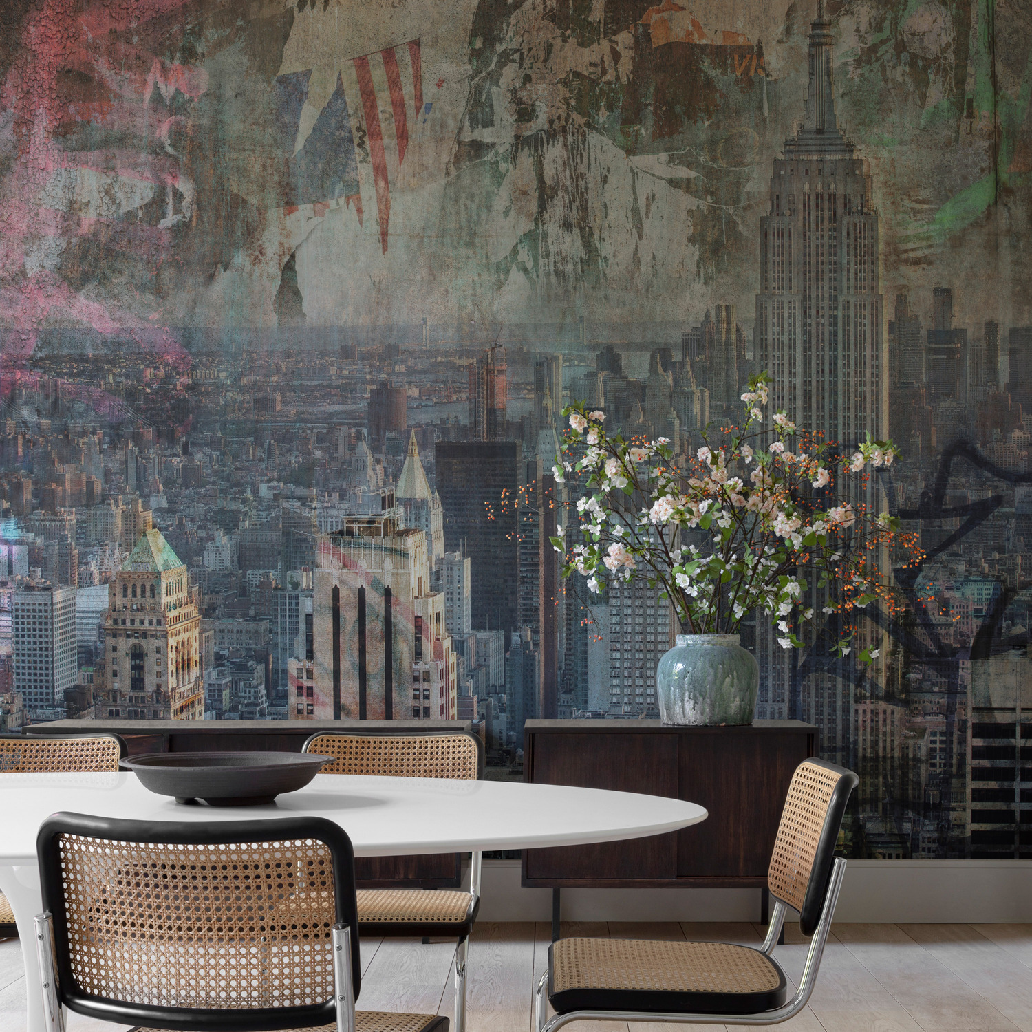 Grandeco New York 7 Lane Textured Wallpaper Mural - Multi
