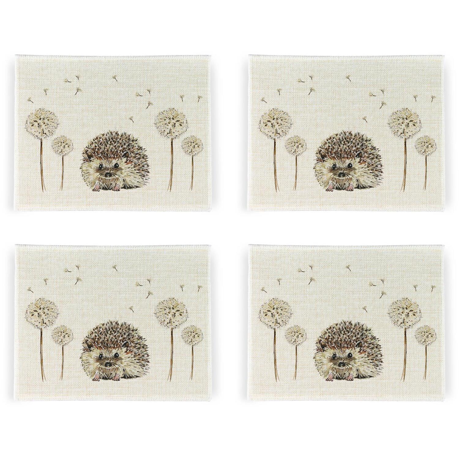 Image of Hedgehogs & Dandelions Linen Placemats -&hellip;