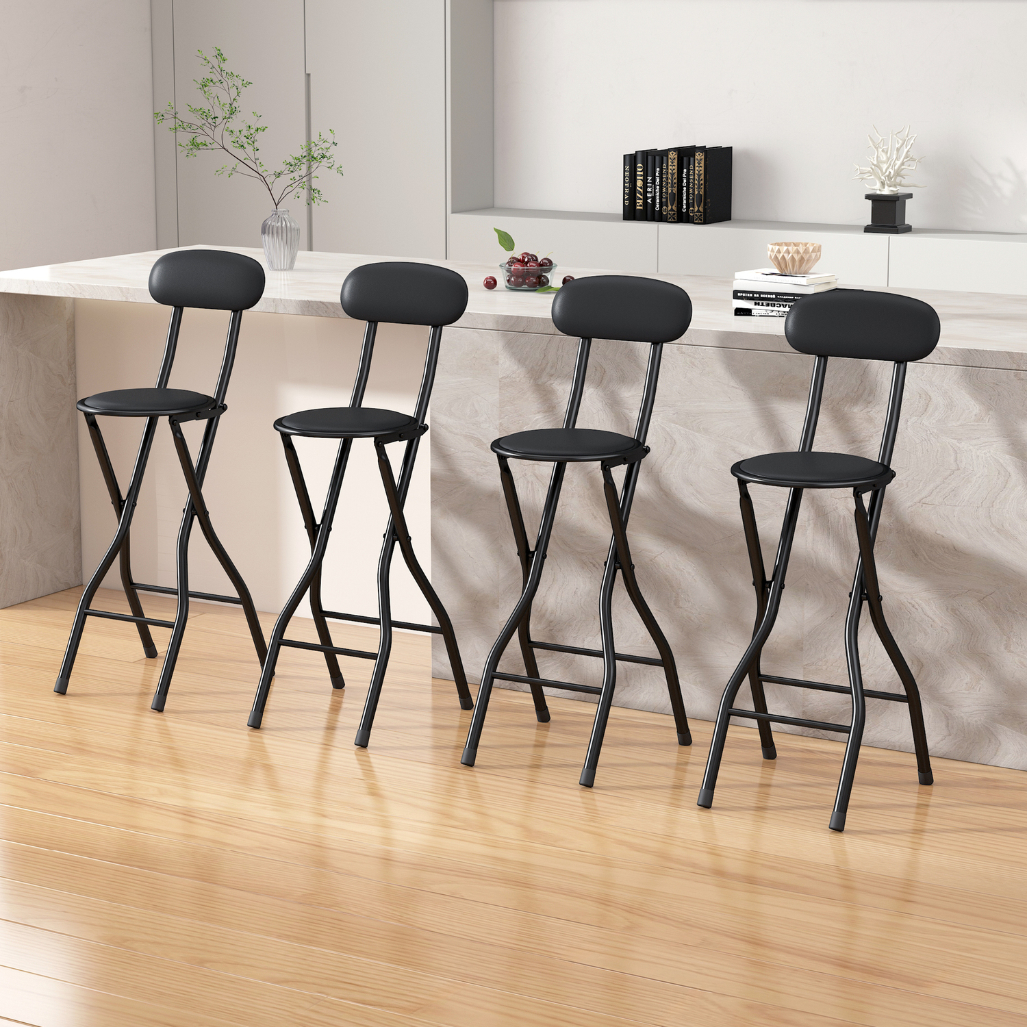 Mcc Black Padded Folding Breakfast Bar Stool Set Of 4 - Image 5