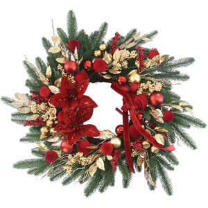 Noel Ribbon Poinsettia Wreath