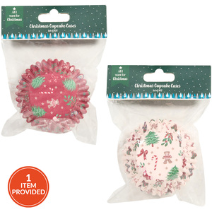 Pack of 100 Paper Christmas Cupcake Cases