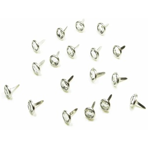 Pack of 50 Premium Clear Round Crystal Brads