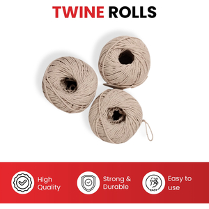 Pack of 3 Cotton Twine Rolls 9 Ply 30g Per Roll for Crafting and Packaging