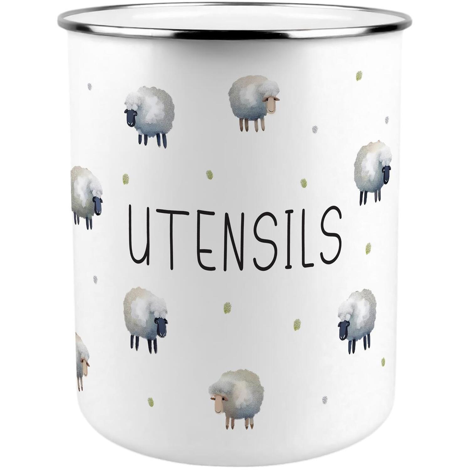 Purely Home Spring Sheep Metal Utensil Holder - XL Kitchen Utensil Pot/Organiser for Countertop Decor Gift 18x16.5cm - Image 3