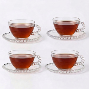 Eden & Willow Beaded Glass Tea and Coffee Cup and Saucer Set