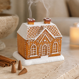 Gingerbread House Incense Cone Burner With 15 Cinnamon Incense Cones