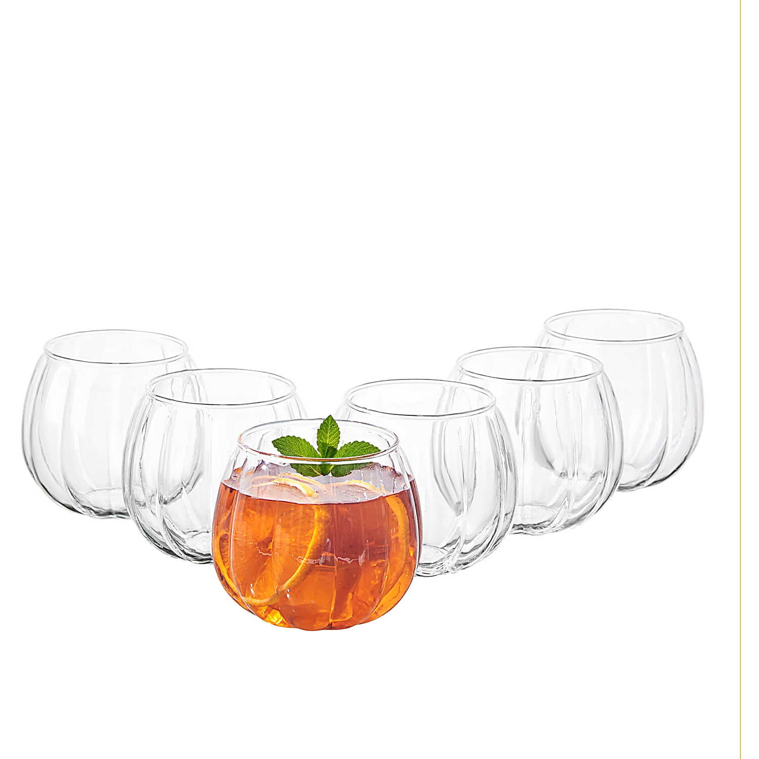Eden & Willow Set Of 6 Ribbed Glass Tumblers - Clear