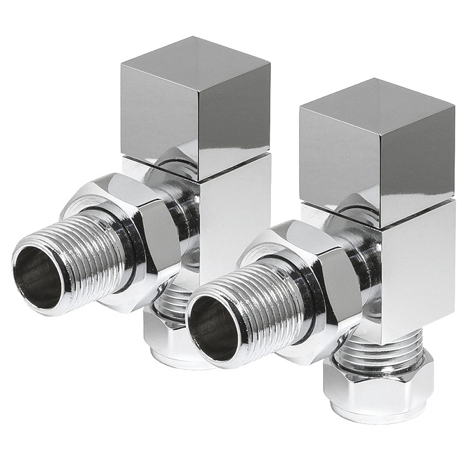Lux Heat Angled Chrome Manual Square Valve Set - Chrome - Image 2