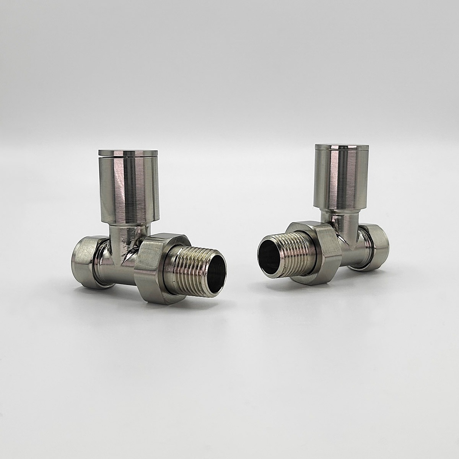 Lux Heat Straight Brushed Nickel Round Manual Valve Set - Brushed Nickel - Image 2