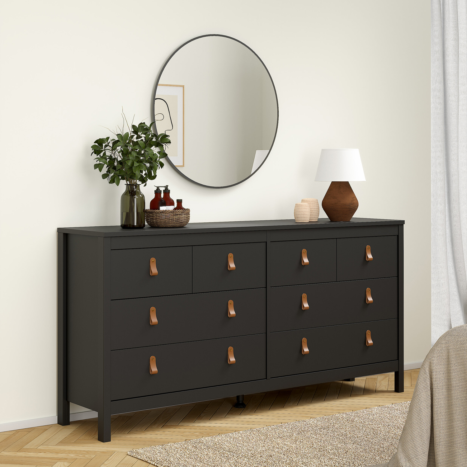 Furniture To Go Florence Barcelona 8 Drawer Matt Black Double Dresser - Image 4
