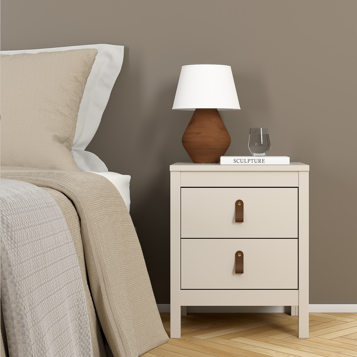 B&Q -  Barcelona Bedside Table 2 Drawers In Cashmere - Image 6