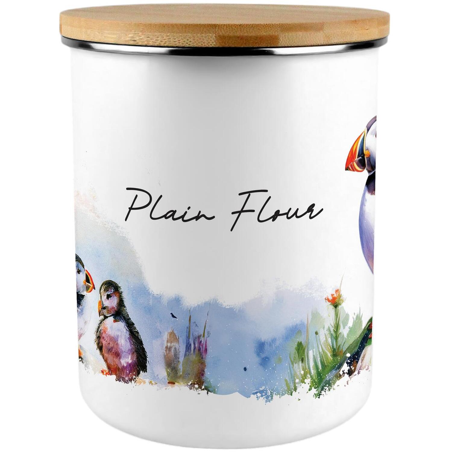 Purely Home Seaside Puffins Extra Large Plain Flour Canister - Blue