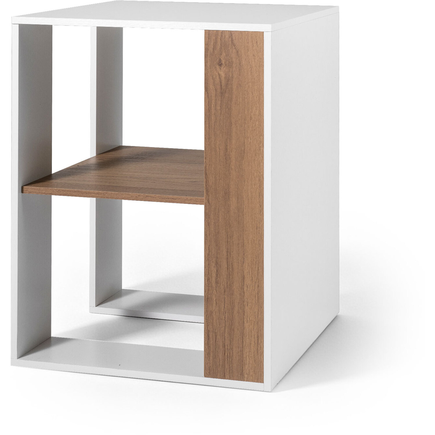 Costway 2 Tier End Table Square Sofa Side Table With Storage Shelf - White