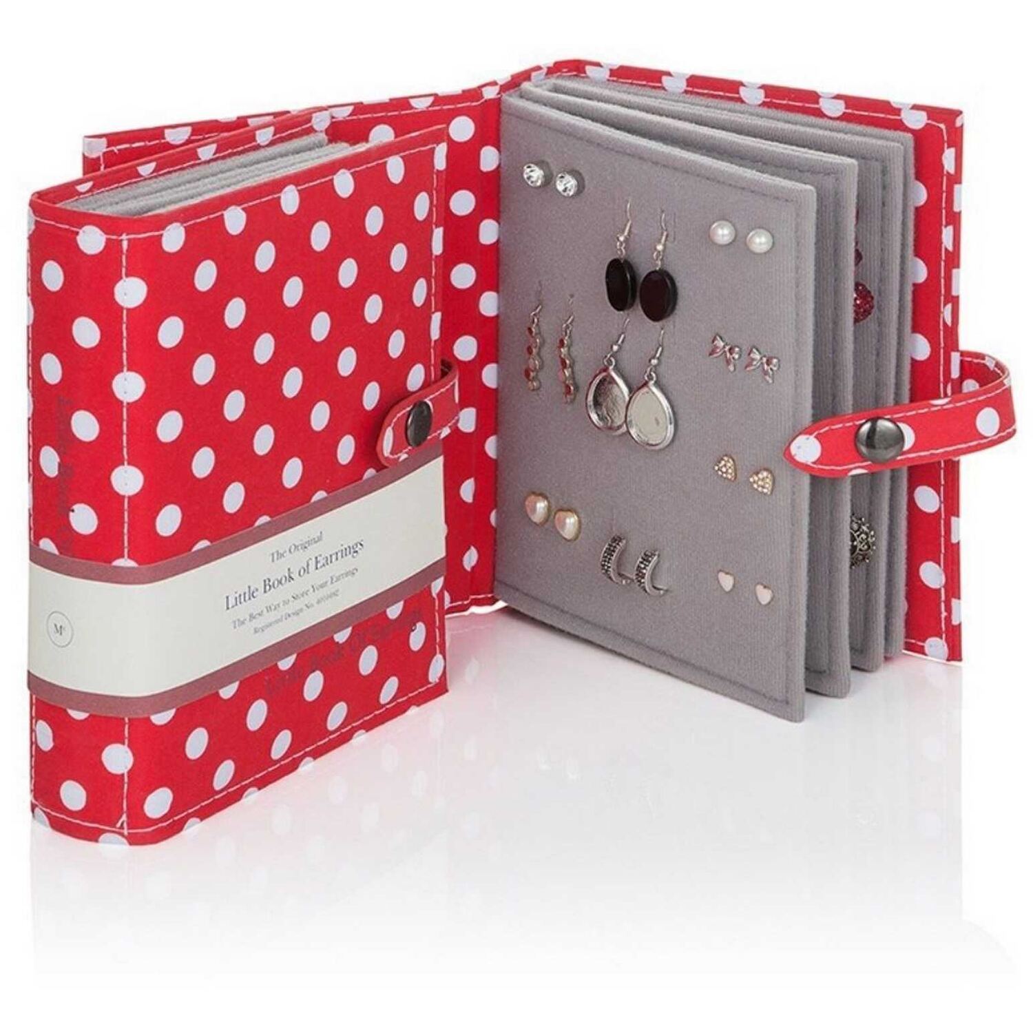 - Little Book Of Earrings Storage BookHolds 48 PairsRed Polka DotTravel-Friendly - Image 3