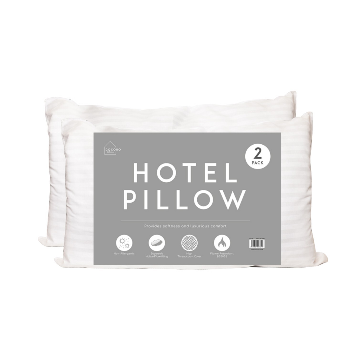  - 2 Pack Soft Hollow Fibre Bed Pillows With Polycotton CoverHotel Style Sleeping Pillows For HomeGuest Room & Spare Bedroom - Image 3