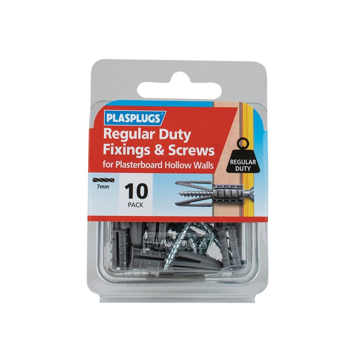 Plasplugs Regular-Duty Fixings & Screws Pack Of 10 - Multi Colour