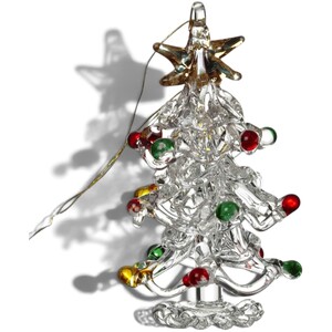 Glass Christmas Tree with Colourful Baubles