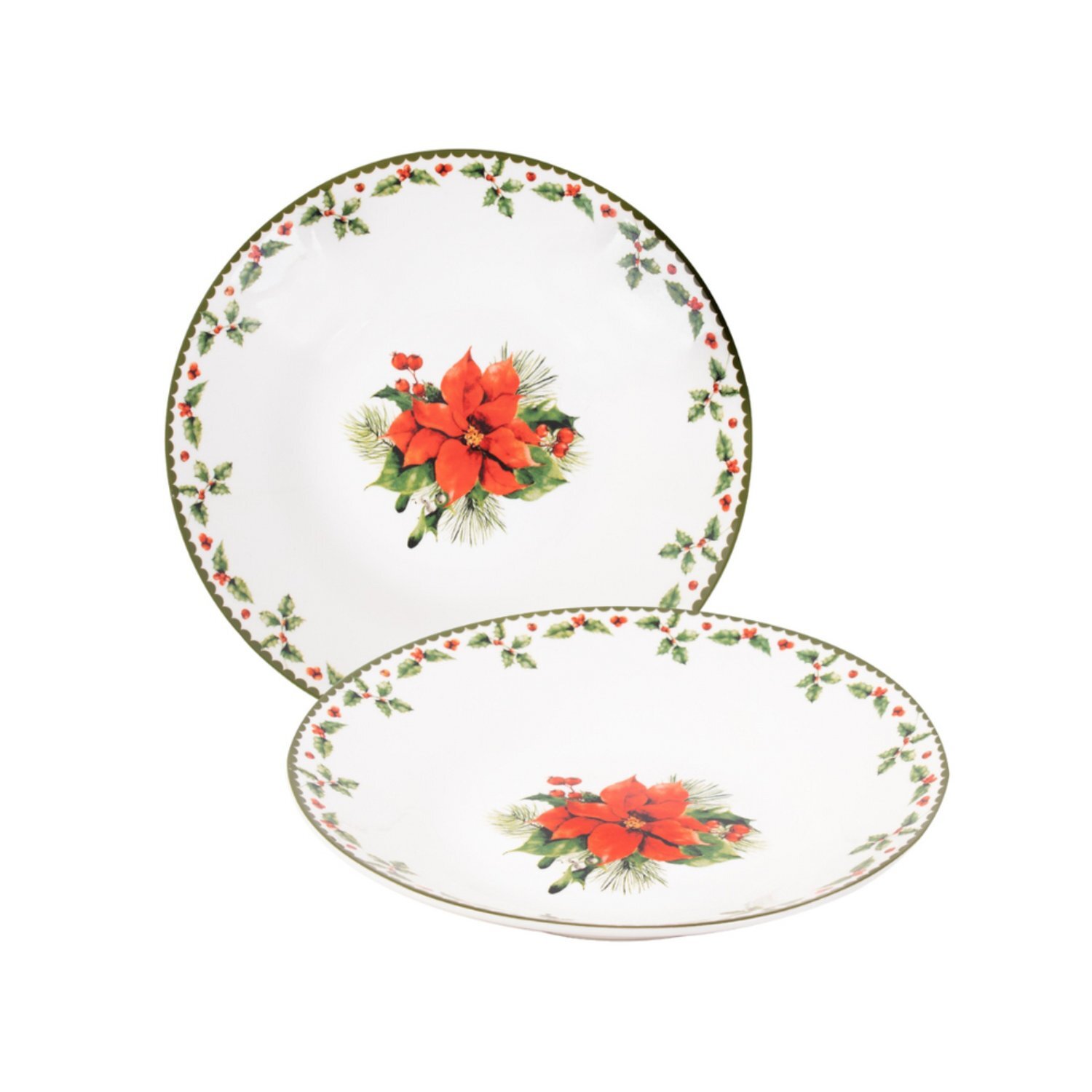 Kdmd Christmas Holly China Bowls Set Of 2 - White