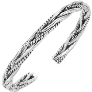 Men's Vintage Twisted Open Cuff Bangle, Thai Handmade Alloy Bracelet