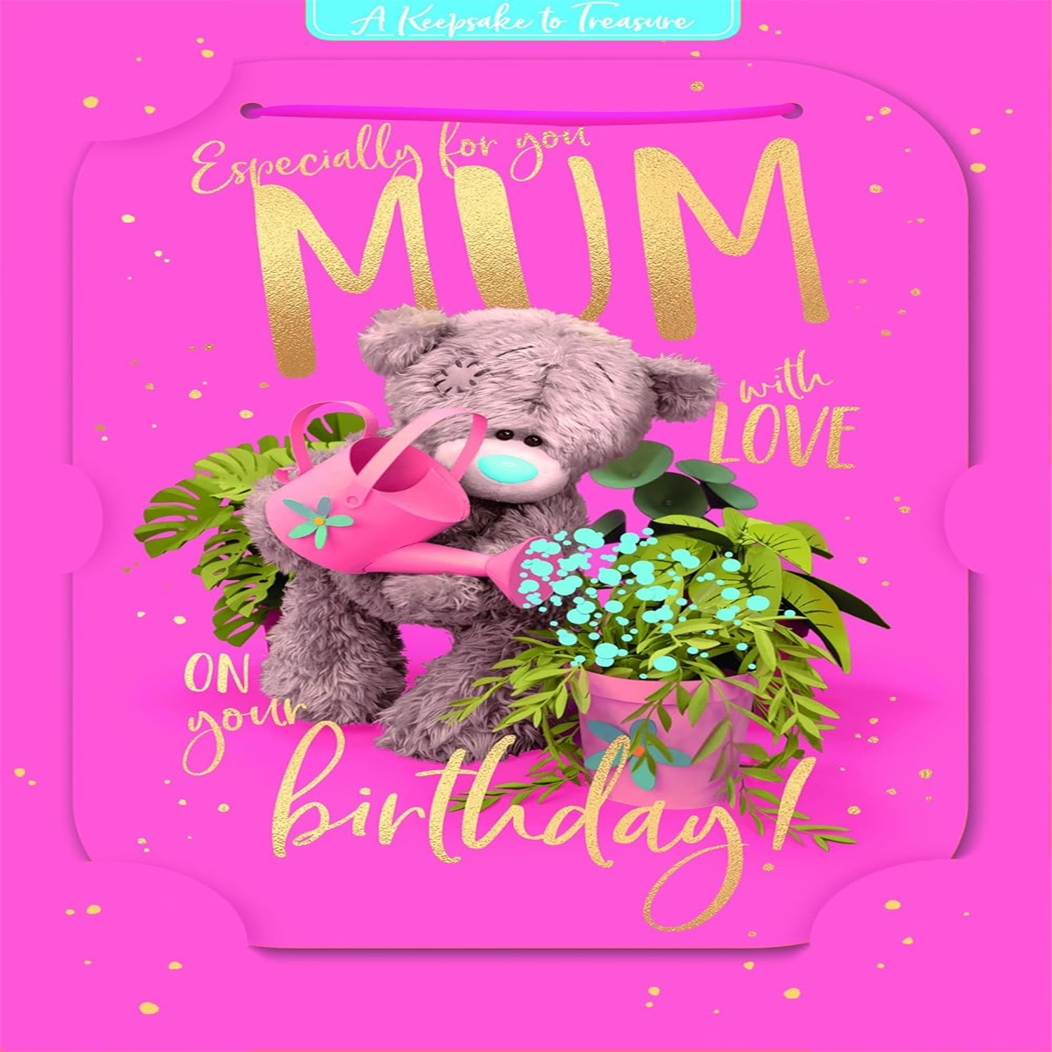 Me To You Bear Watering Plants 3D Photo Finish Keepsake Mum Birthday Card - White - Image 3