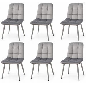 Oira Homes Grey Velvet Dining Chairs Set of 6 Modern Tufted Kitchen Chairs