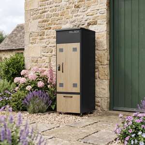 BIRCHTREE Metal Parcel Delivery Box Lockable Viewing Window Outdoor Brown