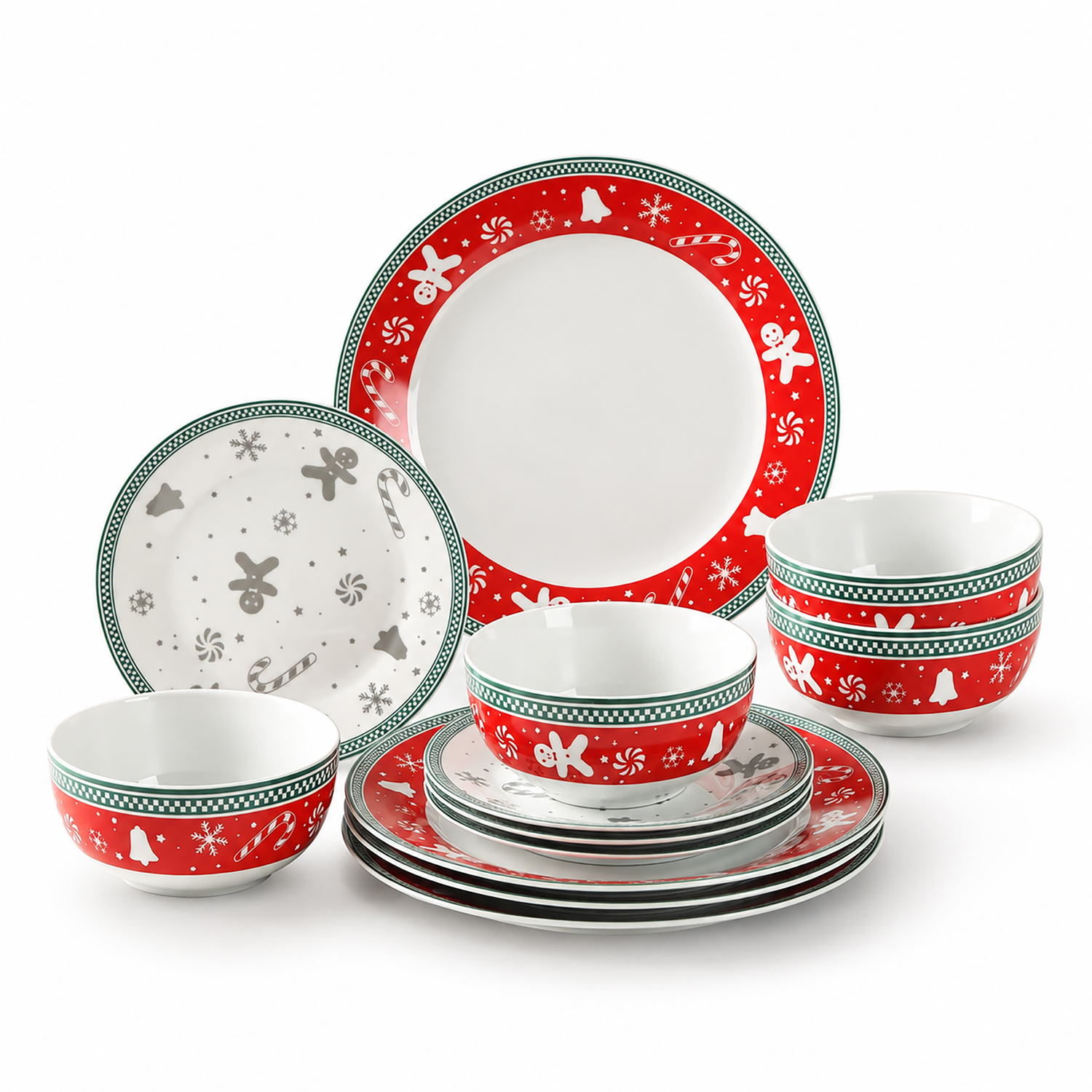 Simpa Gingerbread Men Dinner Set - White / 12